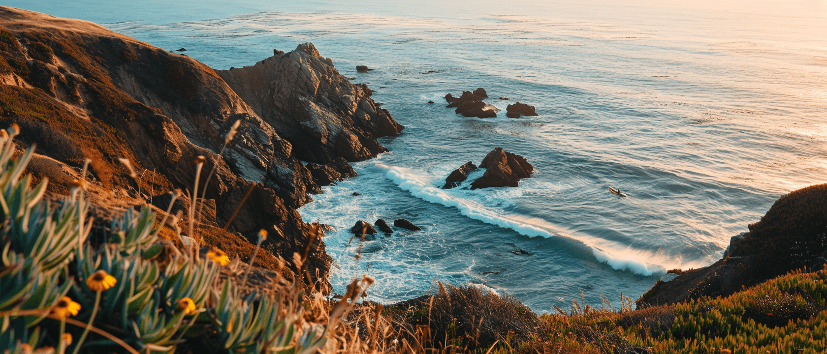 Scenic coastal view for equipment financing background